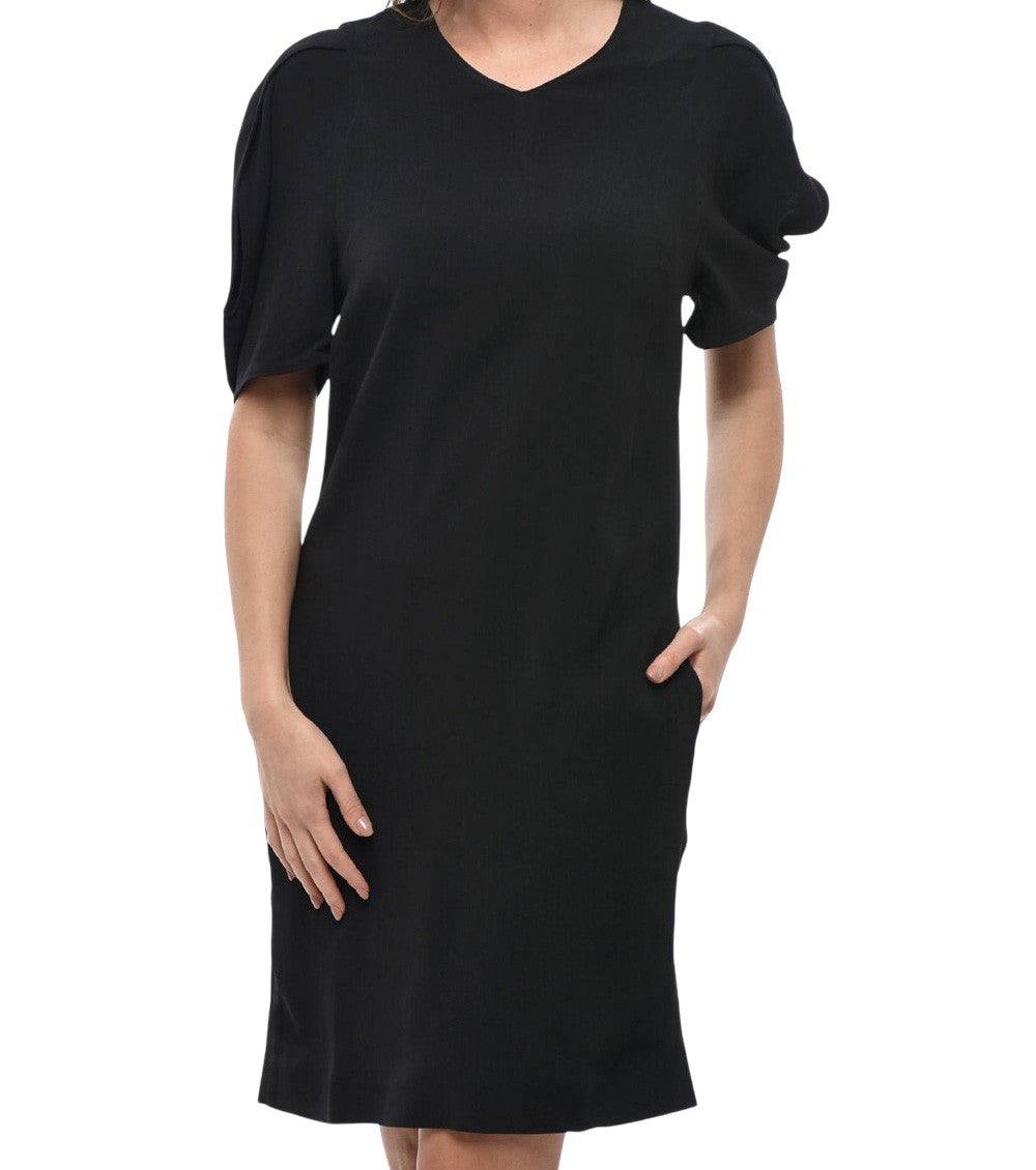 Black Round Neck Knee Length Dress 4