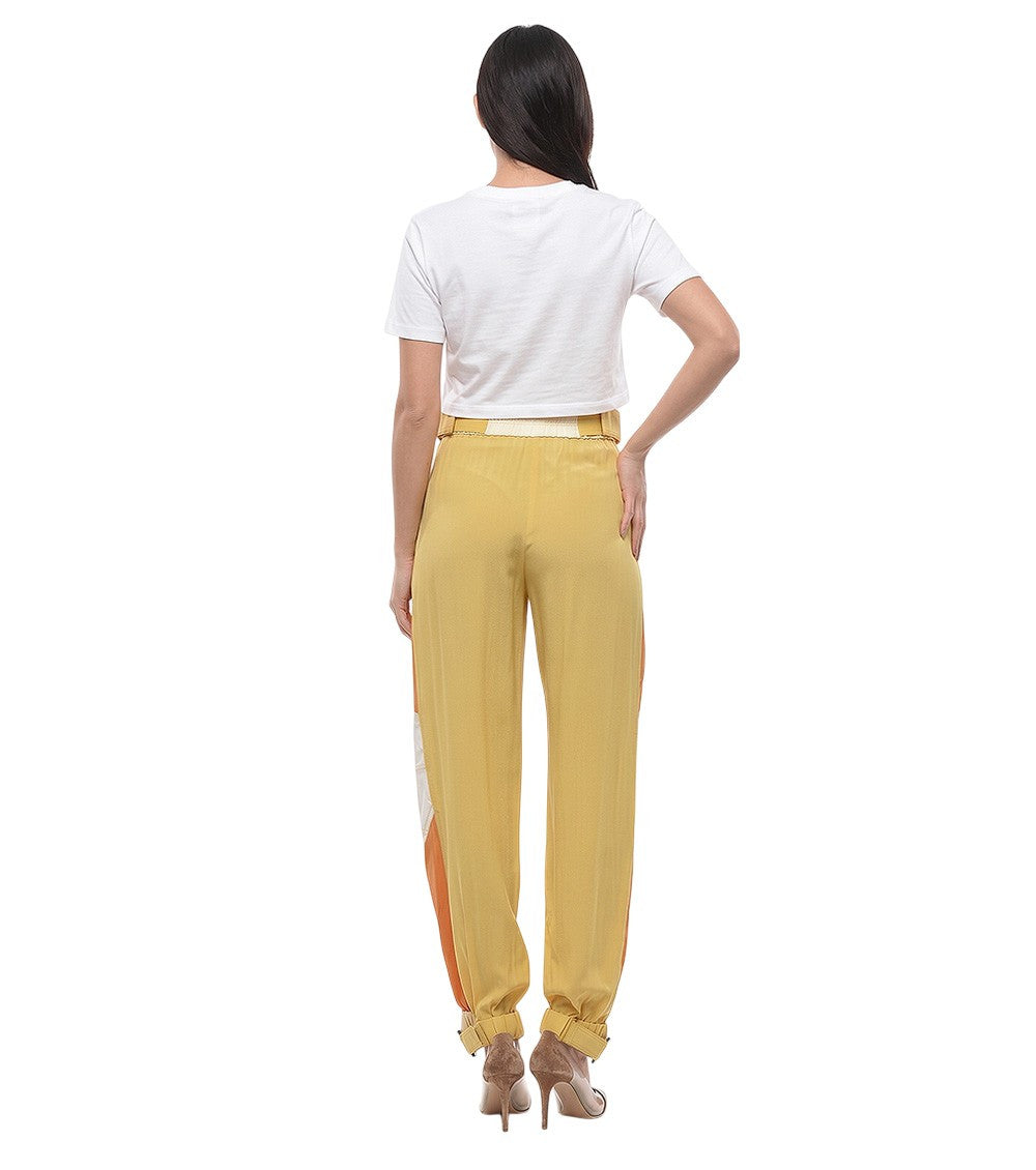 Yellow Relaxed Flat Front Pants 2