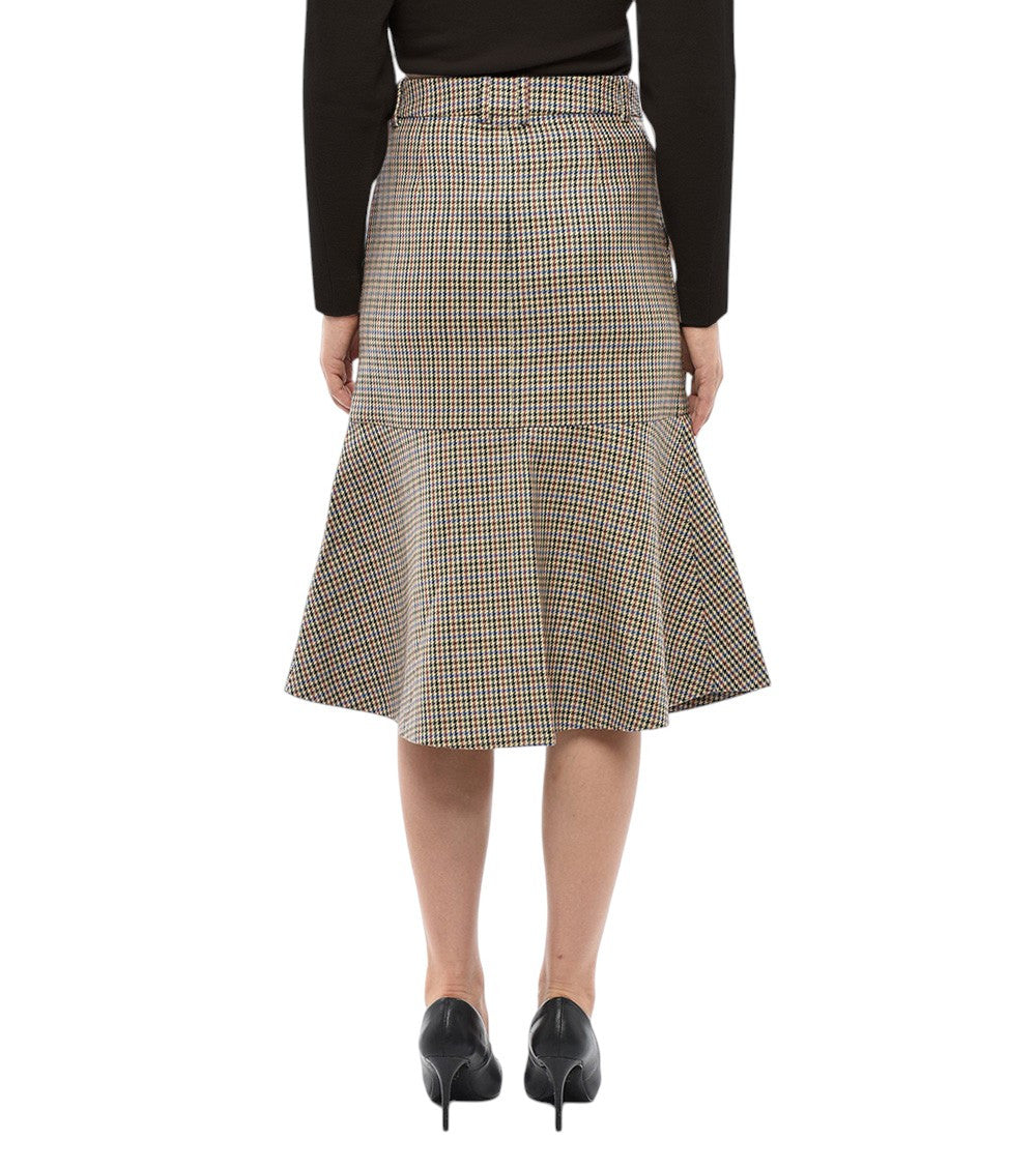 Brown Houndstooth Midi Skirt 2