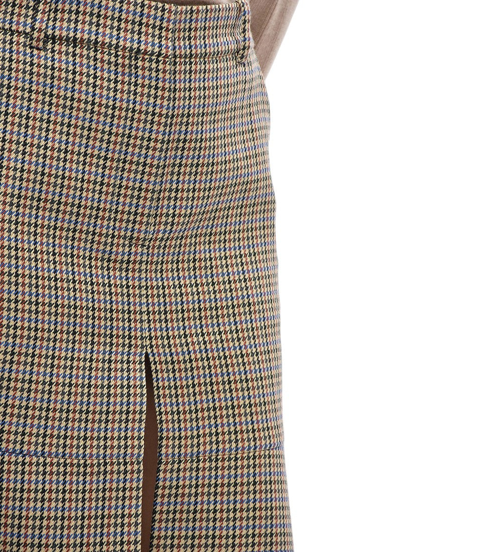Brown Houndstooth Midi Skirt 3