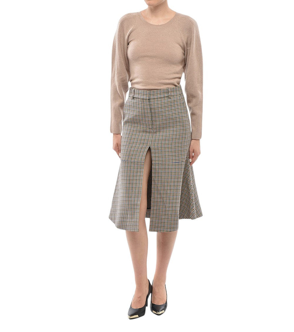 Brown Houndstooth Midi Skirt 4