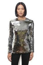 Silver Embellished Crew Neck Top 1