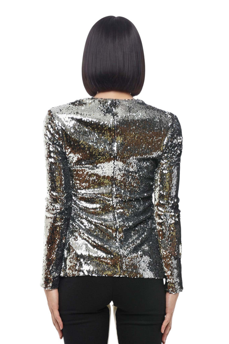 Silver Embellished Crew Neck Top 2