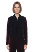 Blue Embroidered Shirt Collar Jacket 1