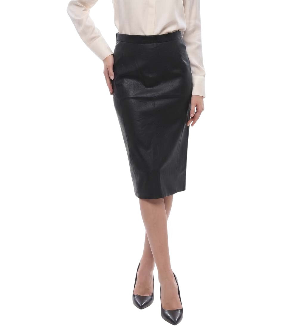 Black Solid Midi Skirt 1