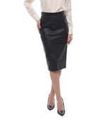 Black Solid Midi Skirt 1