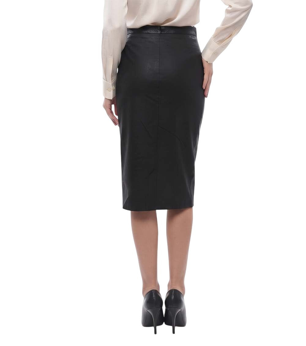 Black Solid Midi Skirt 2