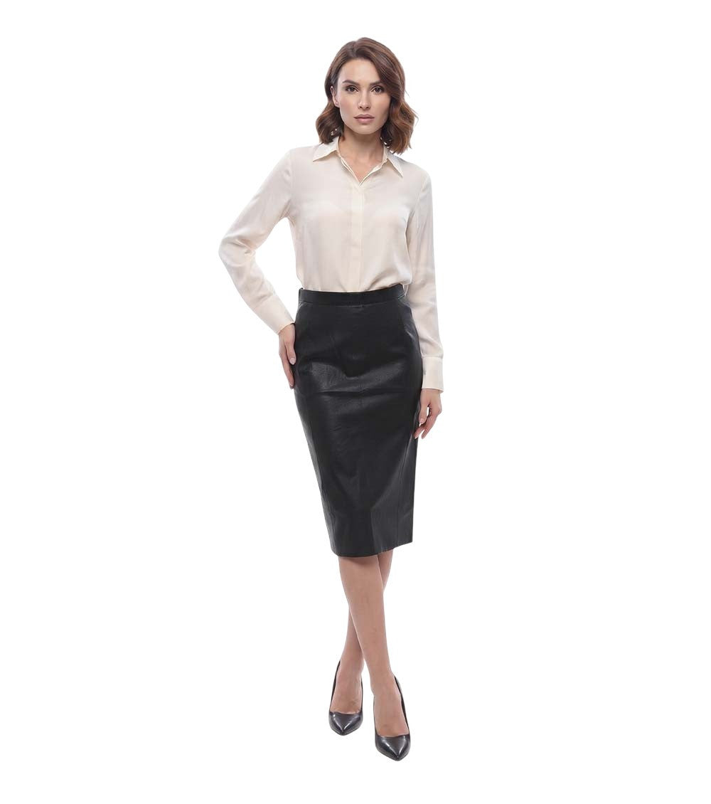 Black Solid Midi Skirt 4