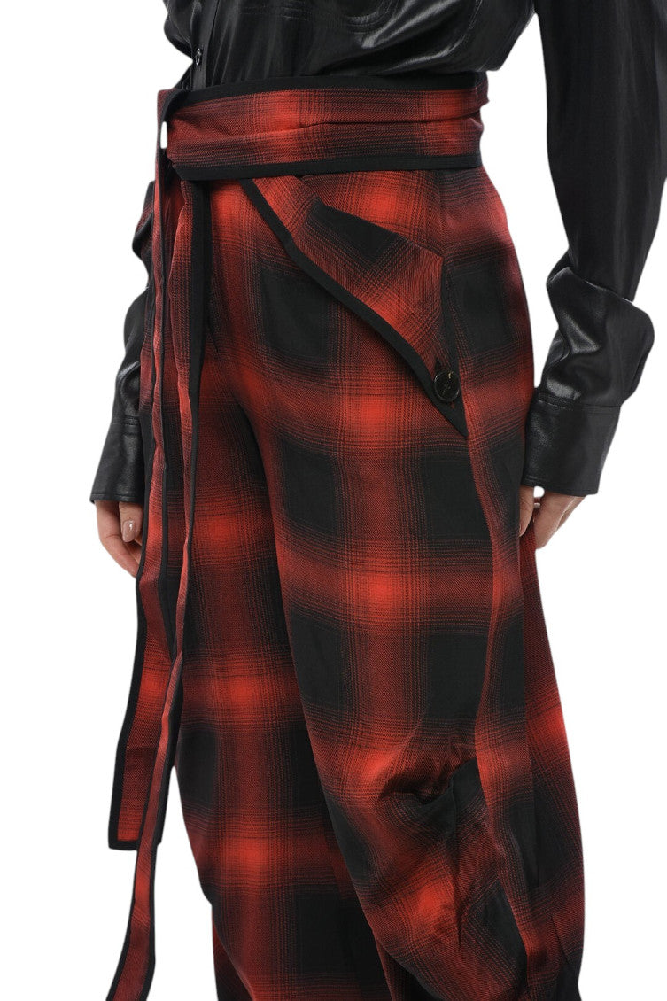 Red Tapered Flat Front Pants 3
