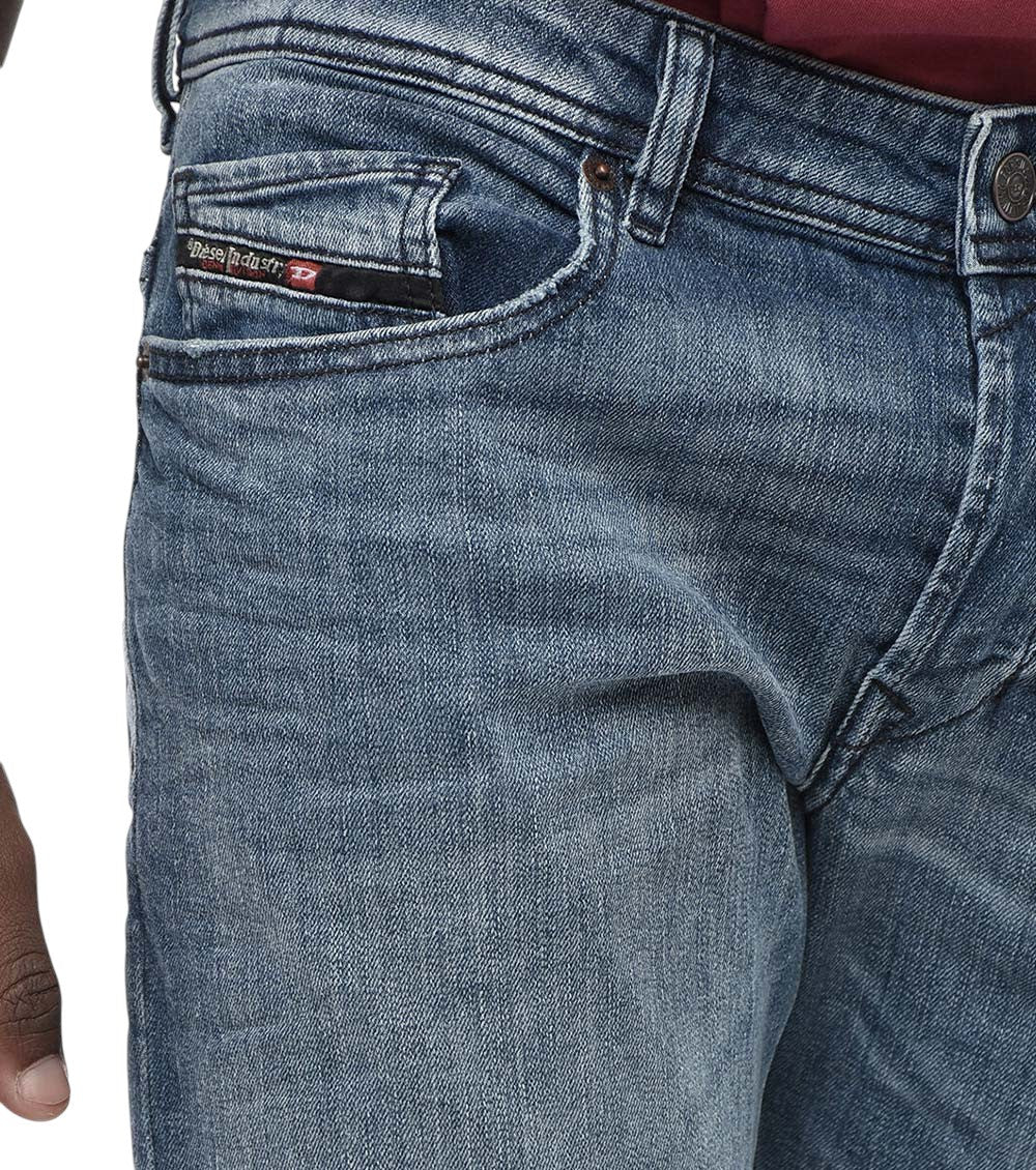 Blue Straight Mid Rise Jeans 3