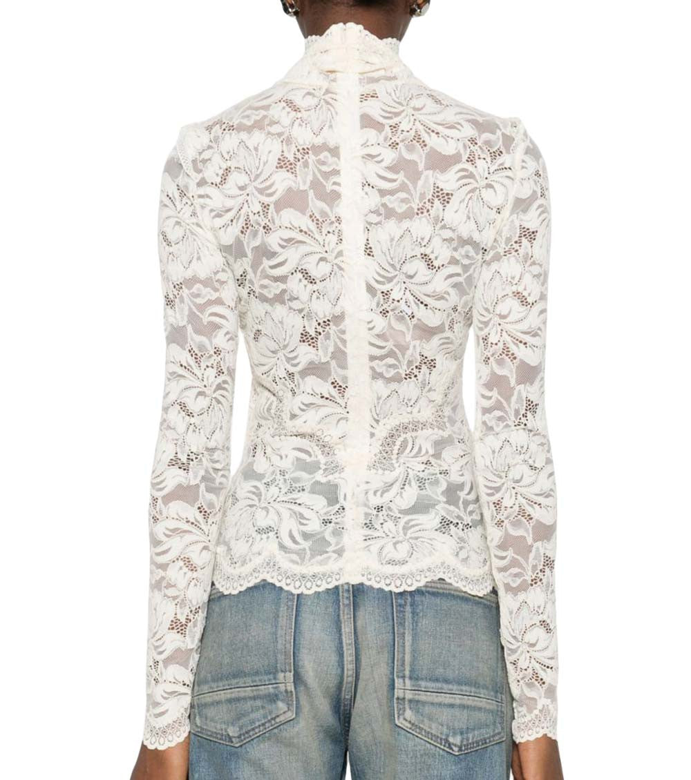 Beige Lace Mock Collar Top 3