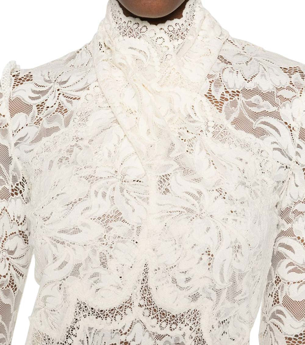 Beige Lace Mock Collar Top 4