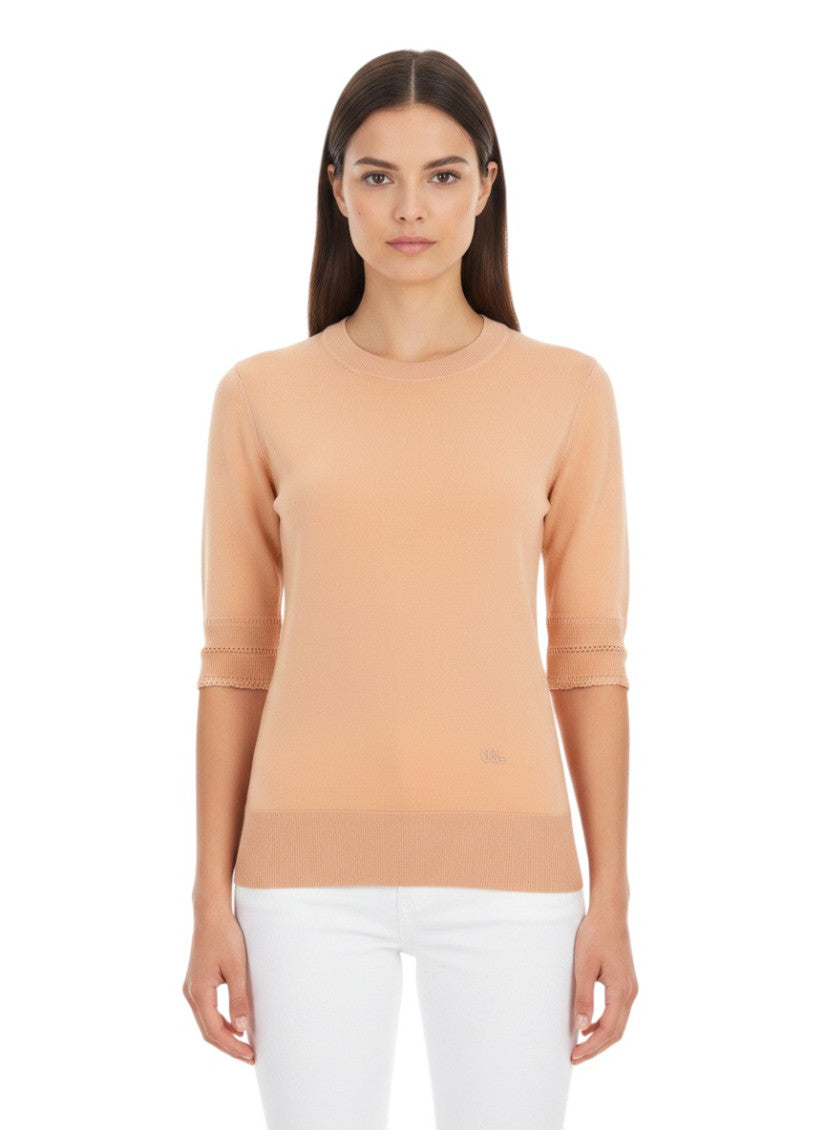 Pink Solid Crew Neck Top 1
