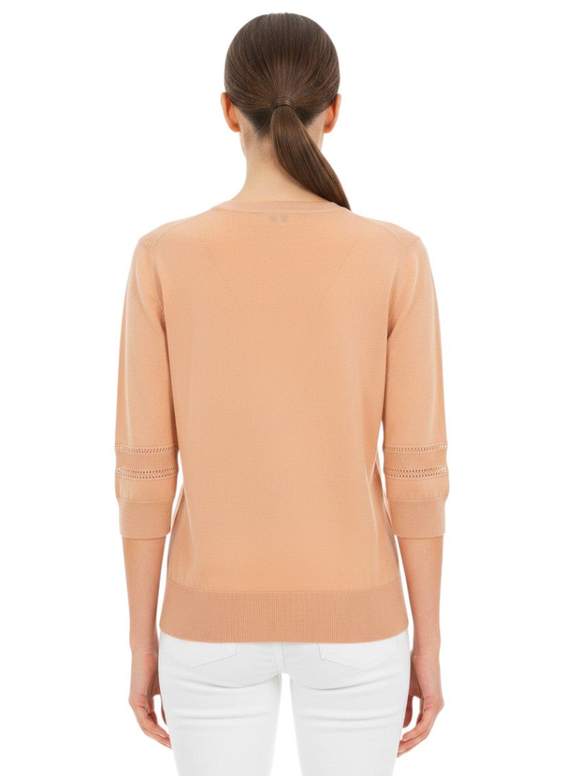 Pink Solid Crew Neck Top 2