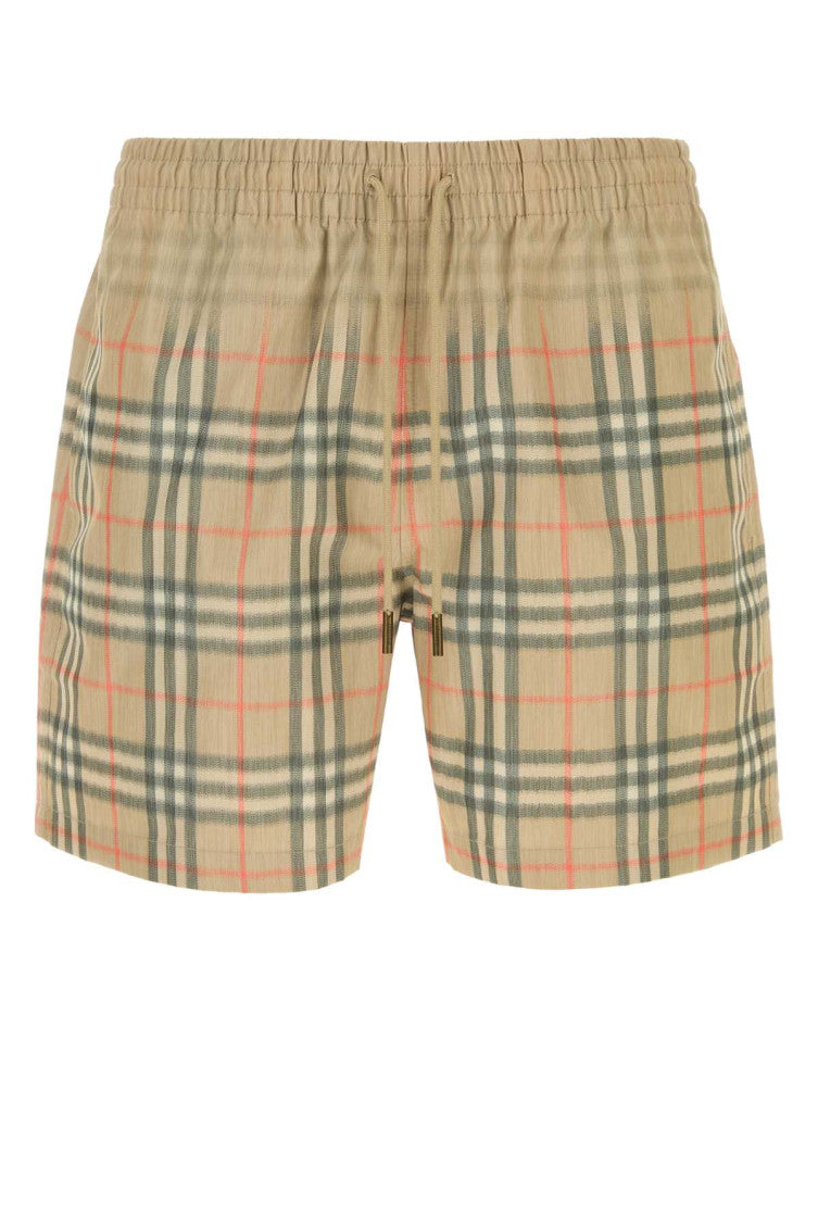 Beige Check Swim Shorts 1
