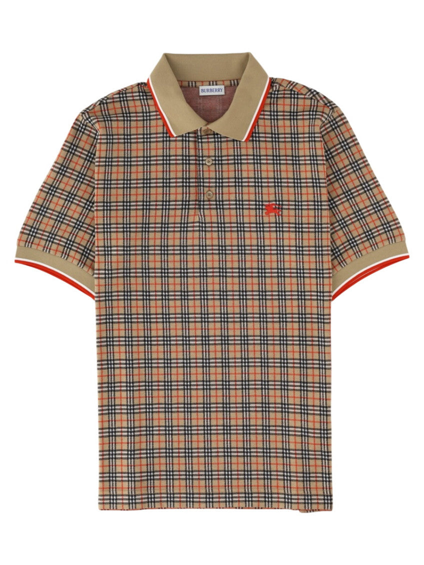 Beige Plaid Shirt Collar Polo 1