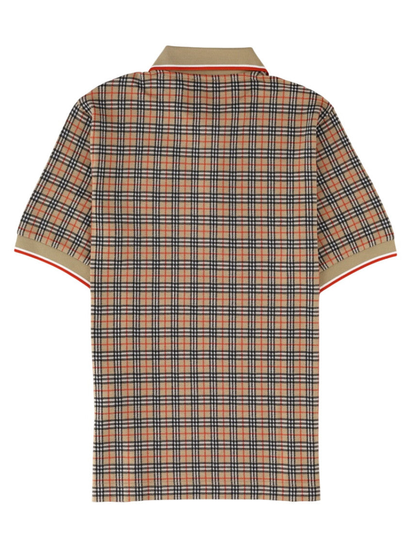 Beige Plaid Shirt Collar Polo 2