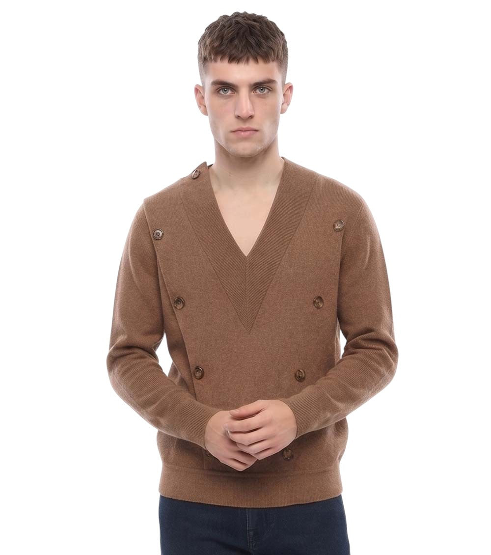Brown V Neck Sweater 1
