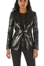 Black Embellished Notched Lapel Blazer 1