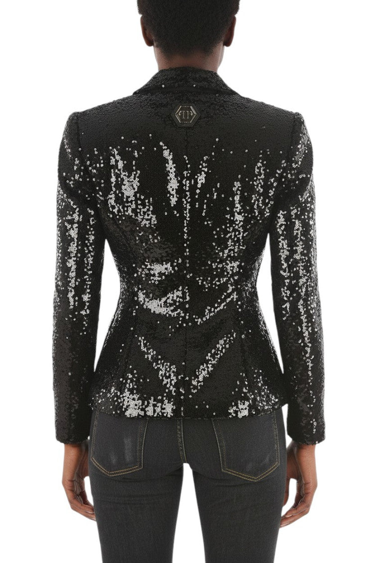 Black Embellished Notched Lapel Blazer 2