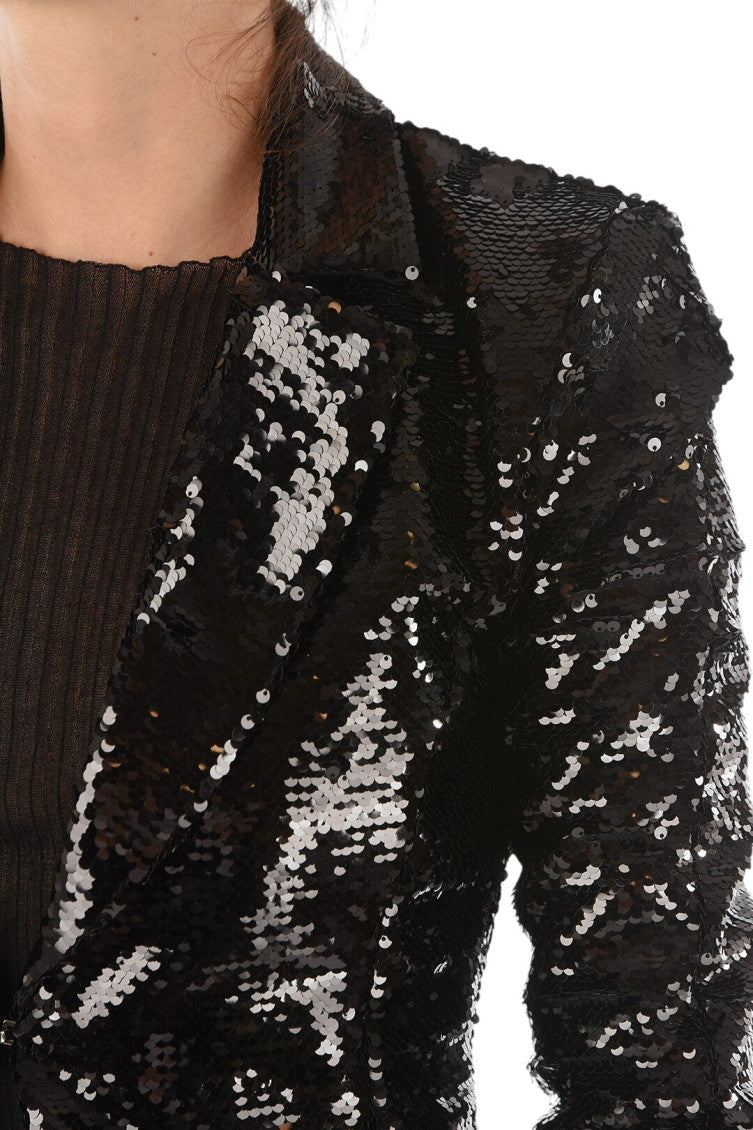 Black Embellished Notched Lapel Blazer 3