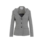 Black Gingham Notched Lapel Blazer 1