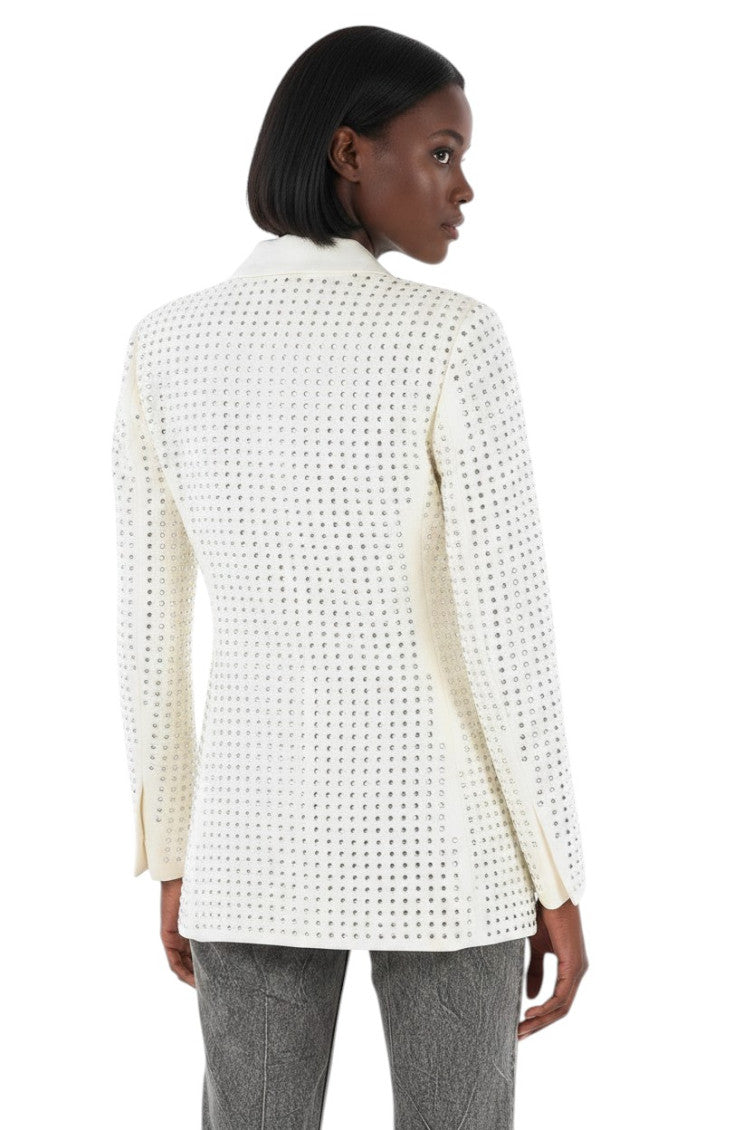 White Embellished Notched Lapel Blazer 2