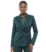 Green Solid Peaked Lapel Blazer 1