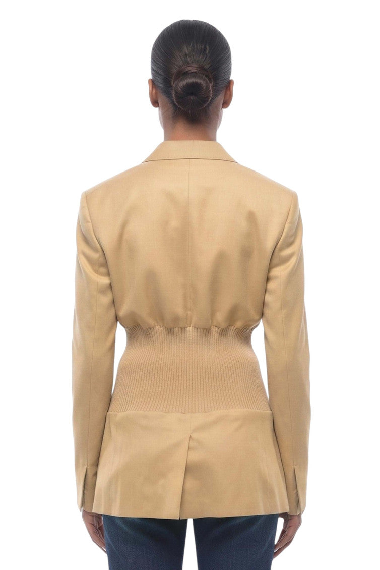 Beige Notched Lapel Blazer 2