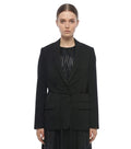 Black Solid Shawl Lapel Blazer 1