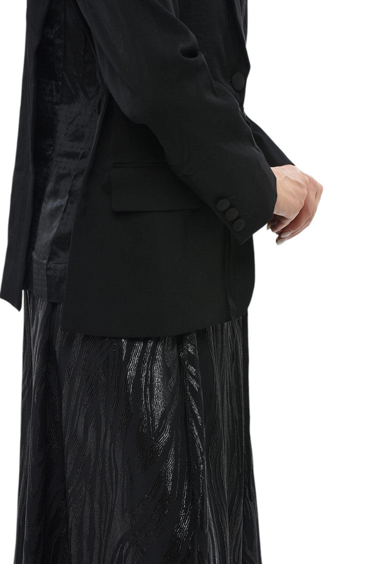 Black Solid Shawl Lapel Blazer 3