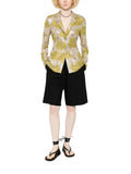 Green Floral Notched Lapel Blazer 1