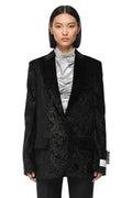 Black Jacquard Notched Lapel Blazer 1