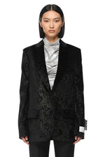 Black Jacquard Notched Lapel Blazer 1