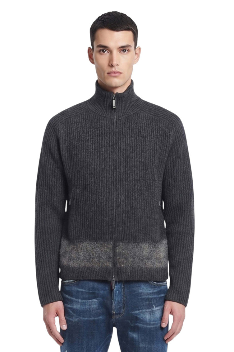 Dark Grey Zip Up Cardigan 1