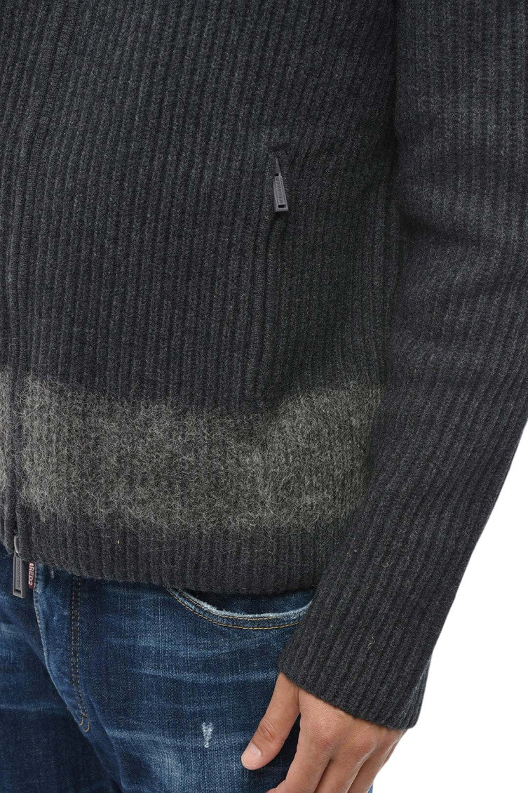 Dark Grey Zip Up Cardigan 3