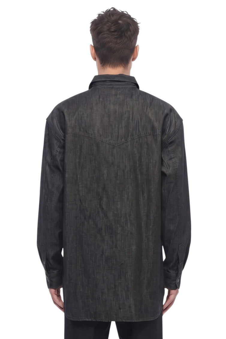Black Loose Denim Shirt 2