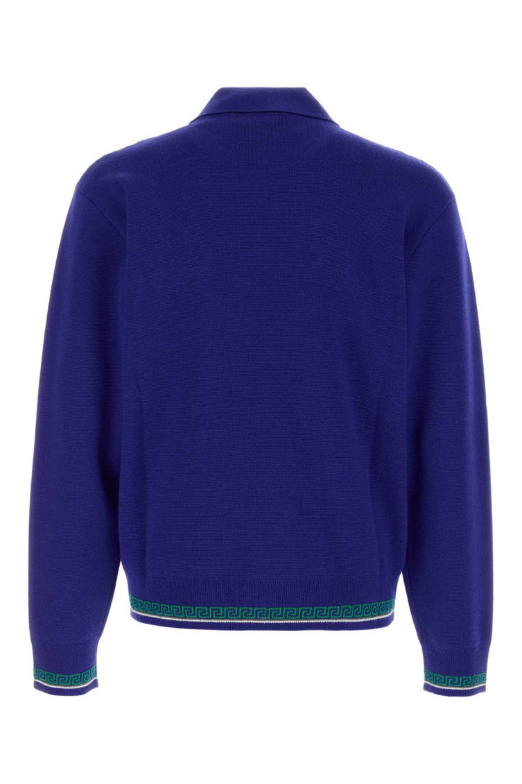Blue Jacquard Polo Sweater 2