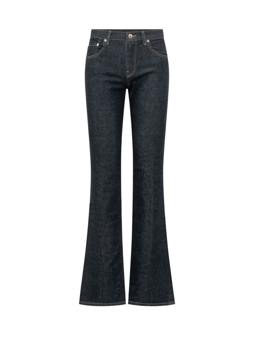 Dark Blue Flared High Rise Jeans 1