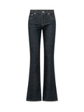 Dark Blue Flared High Rise Jeans 1