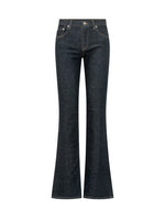 Dark Blue Flared High Rise Jeans 1