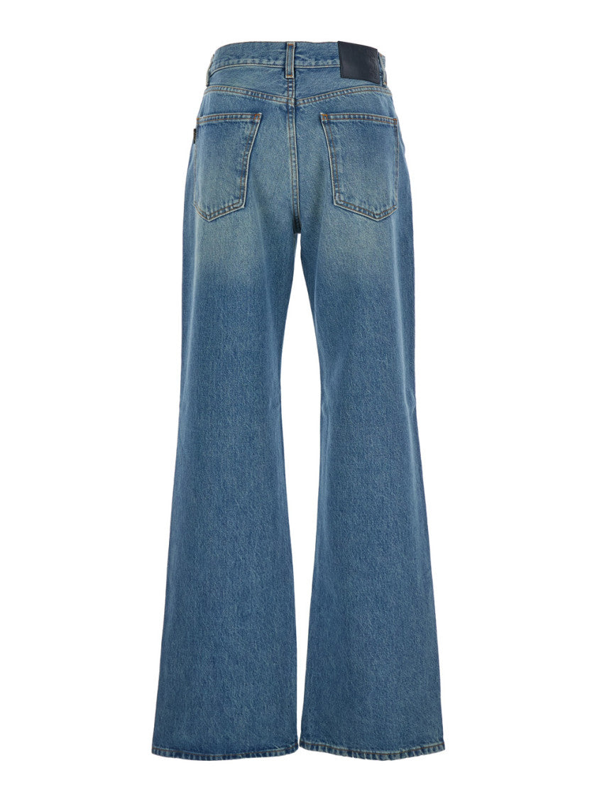 Blue Flared High Rise Jeans 2