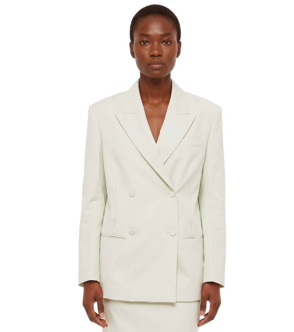 Off White Notched Lapel Blazer 1