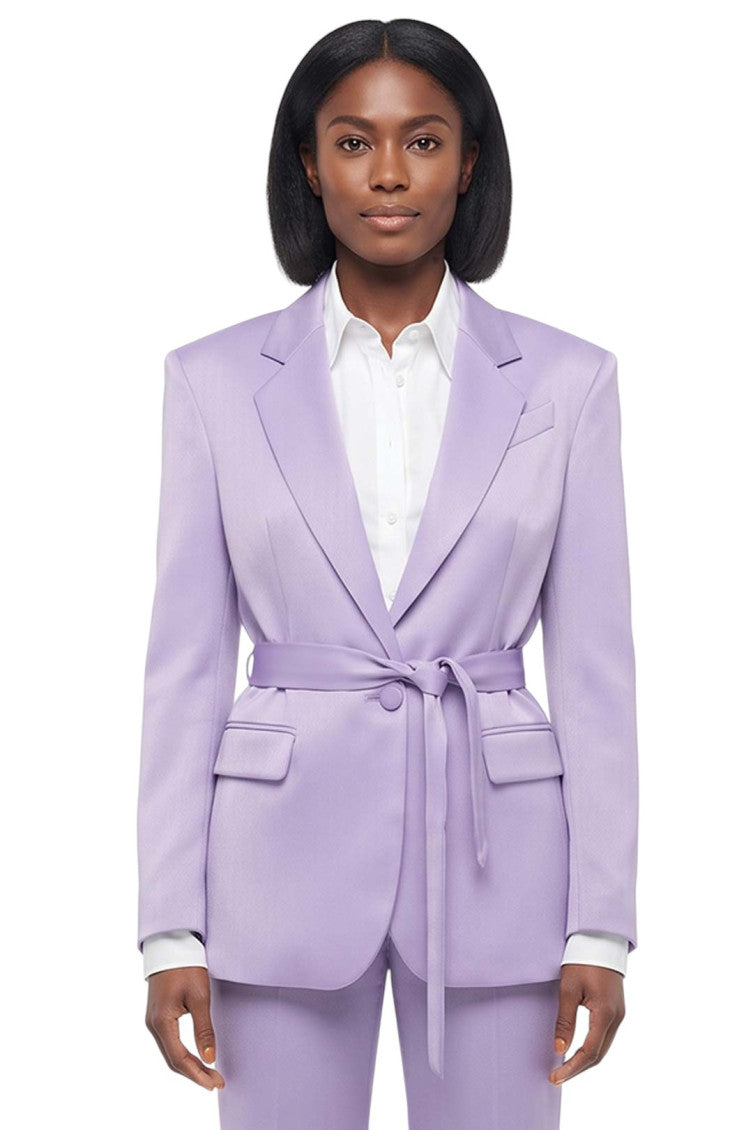 Purple Solid Peaked Lapel Blazer 1
