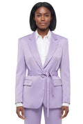 Purple Solid Peaked Lapel Blazer 1