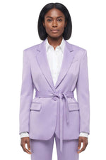 Purple Solid Peaked Lapel Blazer 1