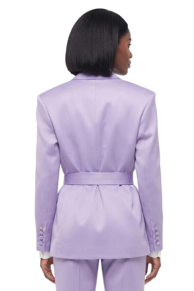 Purple Solid Peaked Lapel Blazer 2