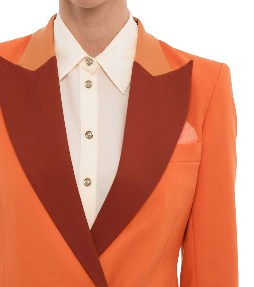 Orange Solid Peaked Lapel Blazer 3