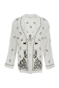 White Embroidered Notched Lapel Blazer 1