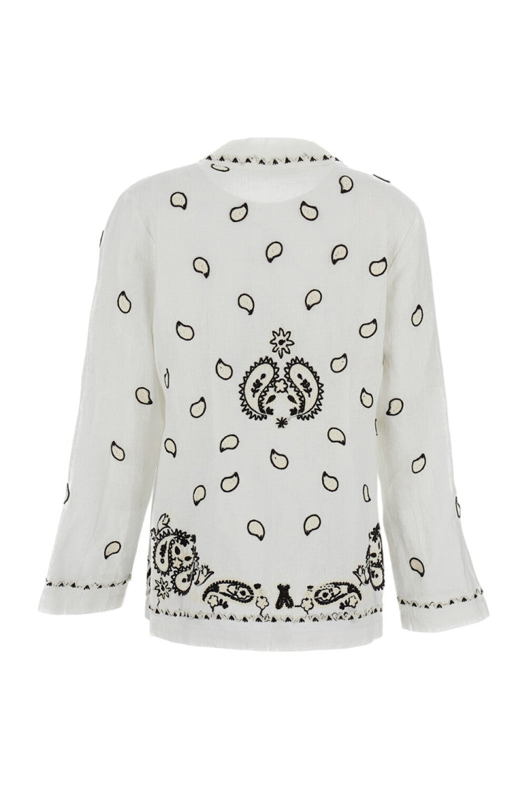 White Embroidered Notched Lapel Blazer 2